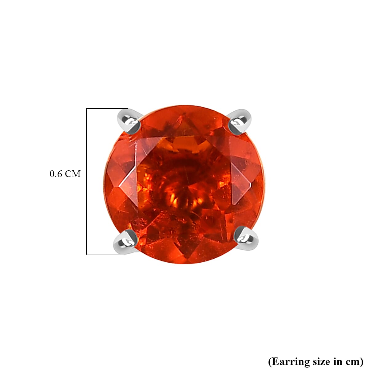 950 Platinum AAAA Natural Salamanca Fire Opal Solitaire Stud Earring with Screw Back 1.17 Ct.