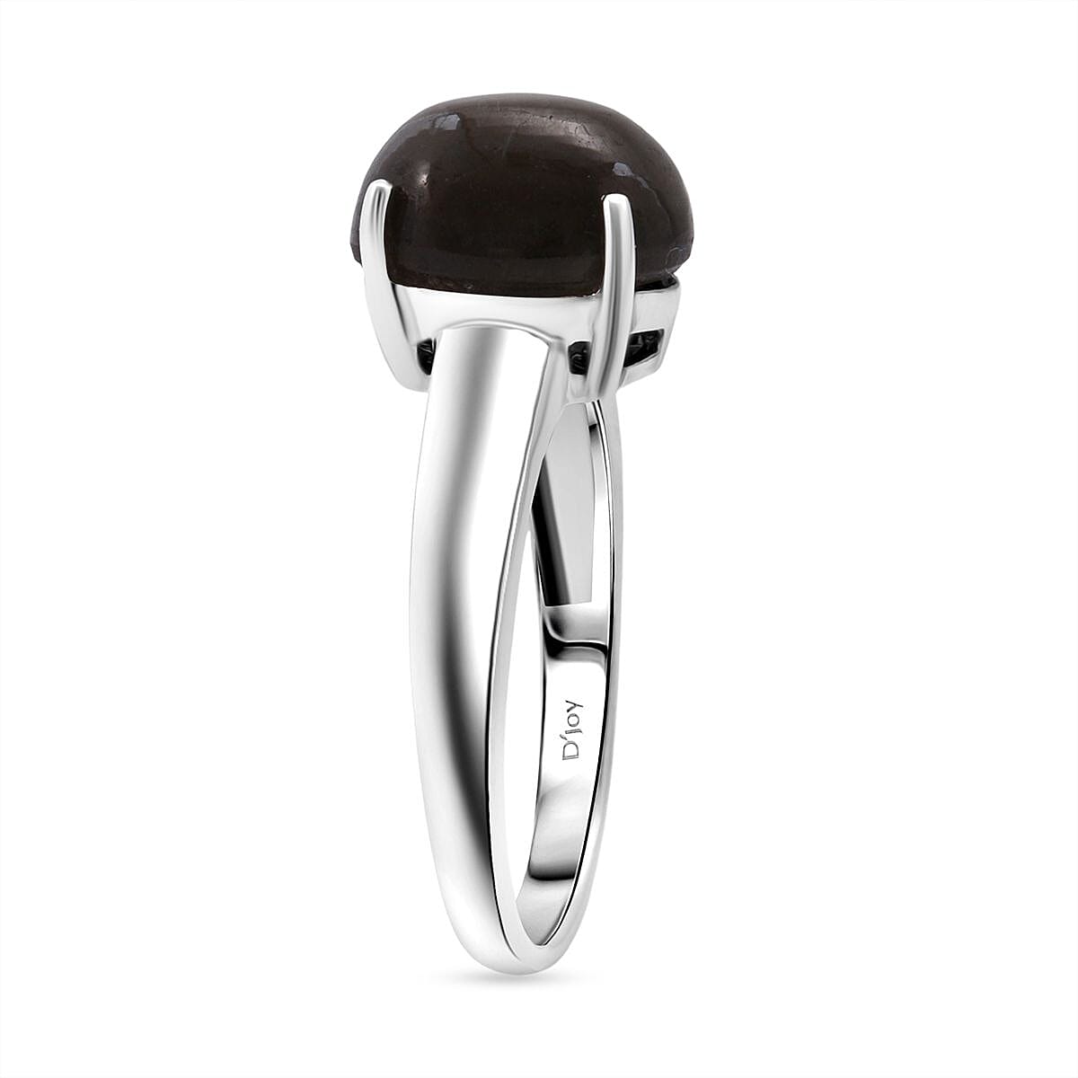Chantaburi Black Star Sapphire Ring in Rhodium Overlay Sterling Silver 6.27 Ct.