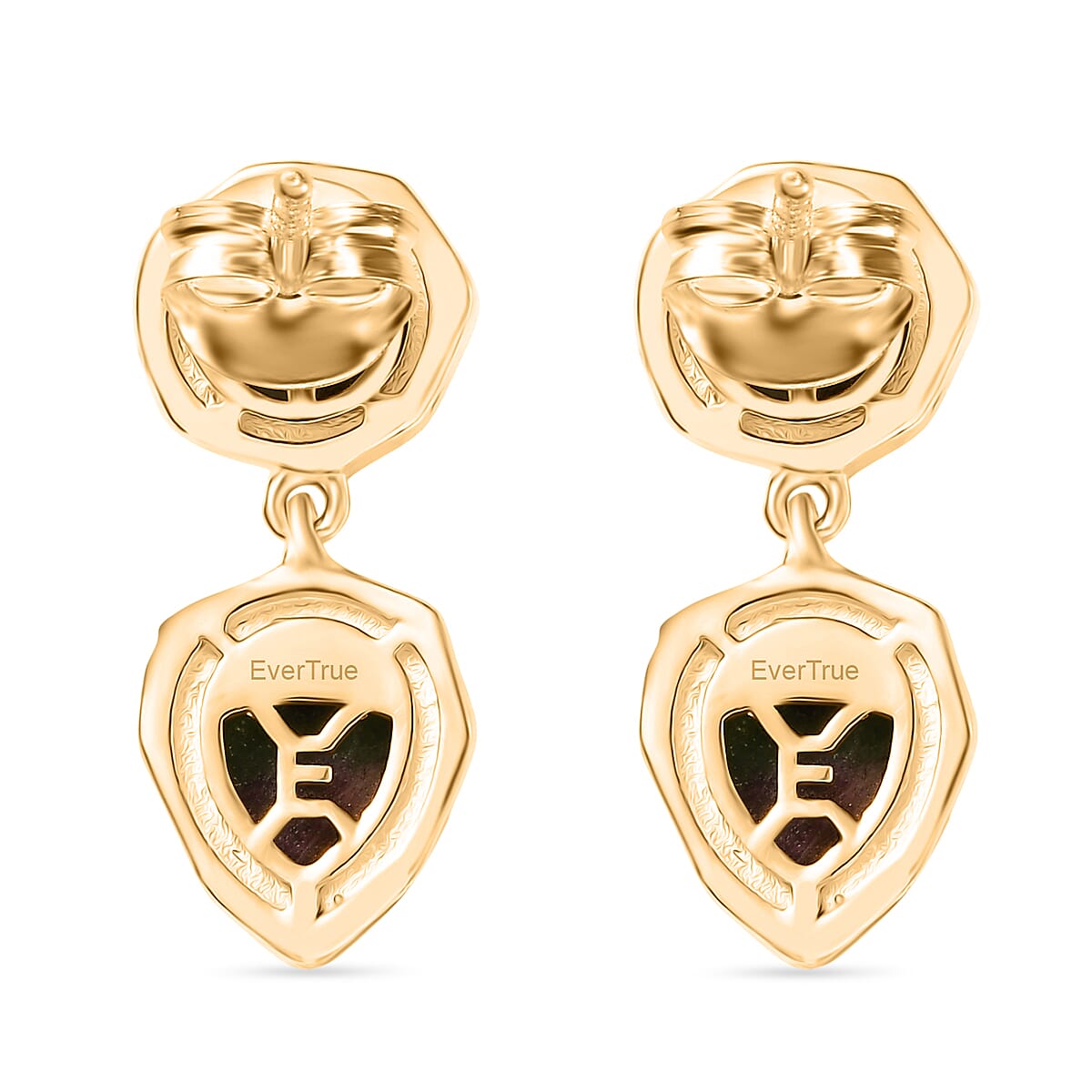 EverTrue Natural Ruby Zoisite Dangling Earring with Push Back in Yellow Gold Plated 6.82 Ct.