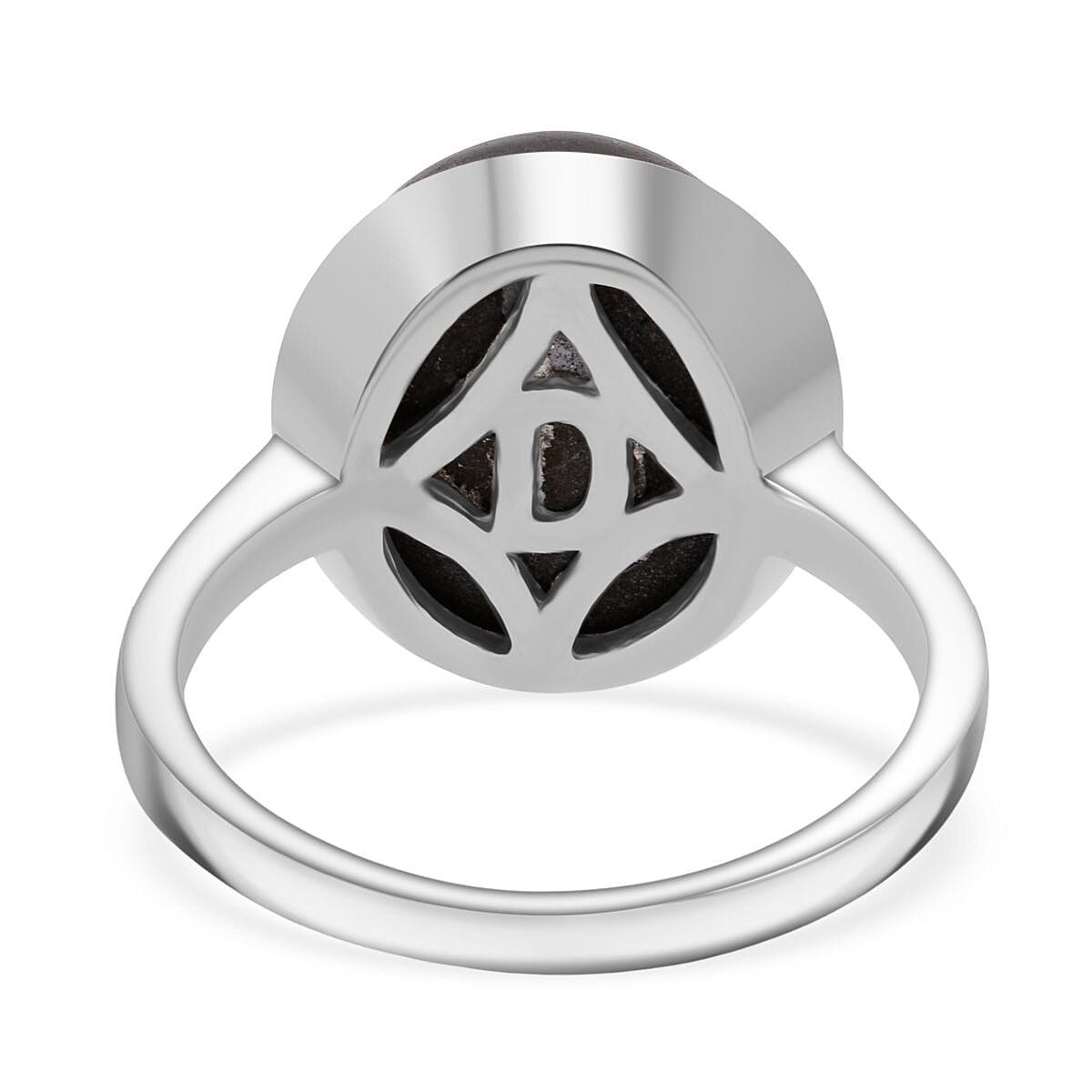 D'Joy Chantaburi Black Star Sapphire Ring in Rhodium Overlay Sterling Silver 13.30 Ct.