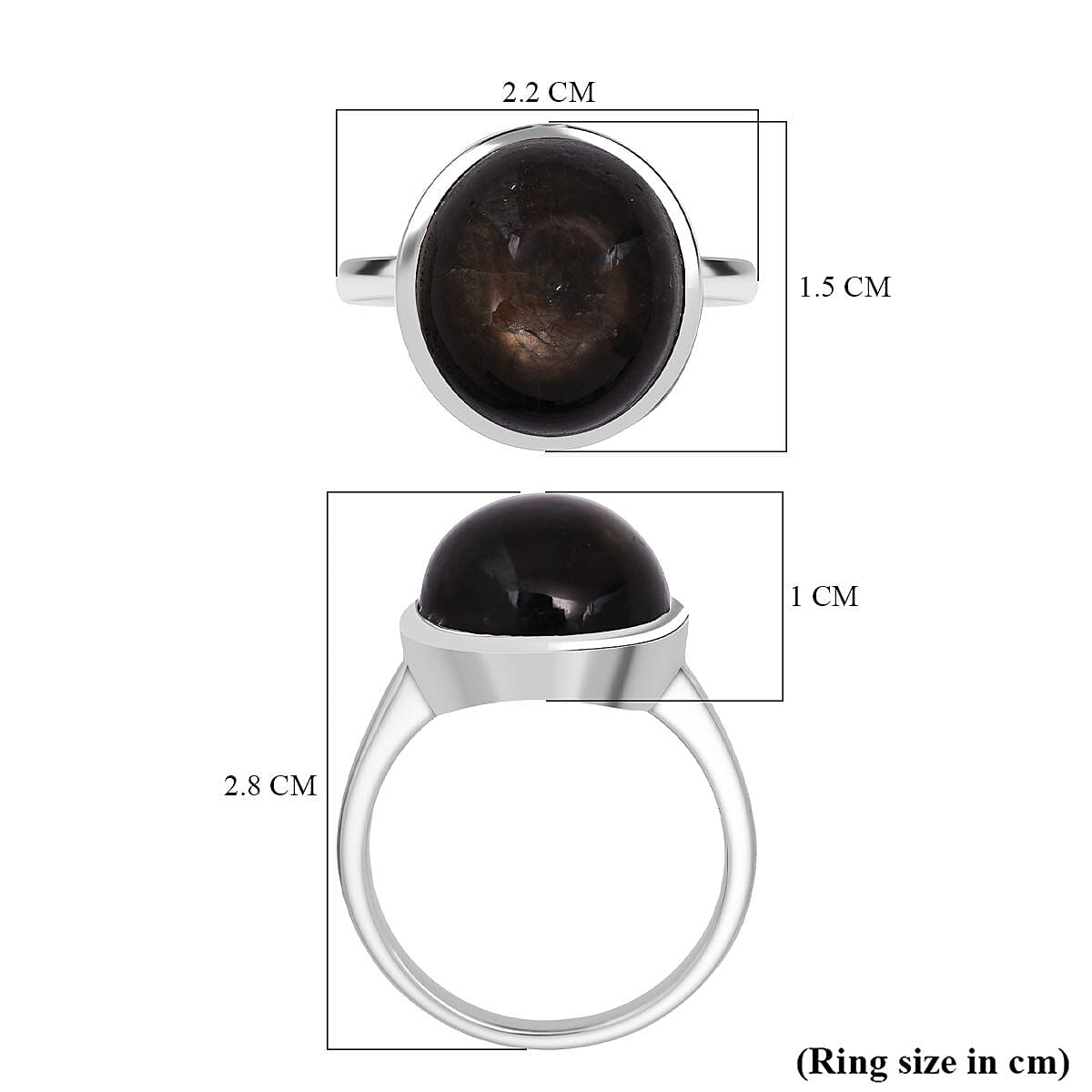 D'Joy Chantaburi Black Star Sapphire Ring in Rhodium Overlay Sterling Silver 13.30 Ct.