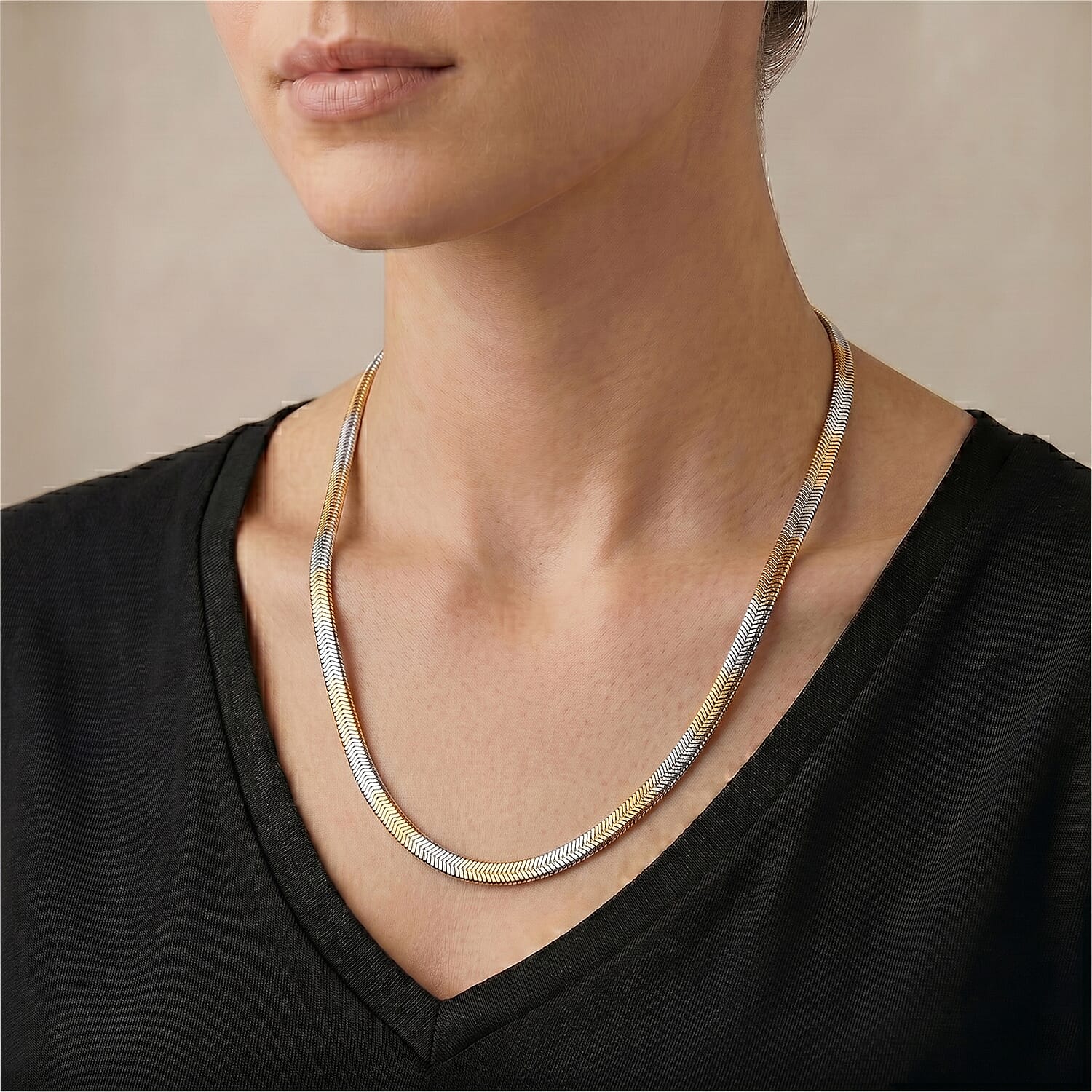 Serpent Necklace (Size - 20-2 Ext) in Dual Tone