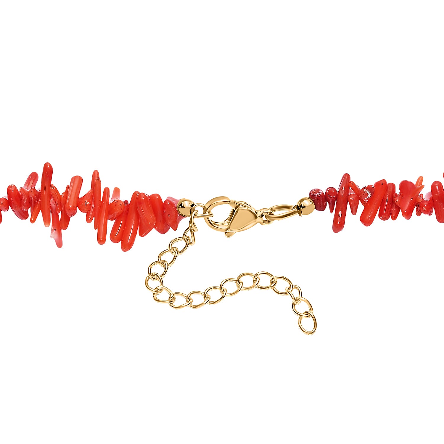 Coral & Magnesite Necklace (Size 18) in Yellow Gold Plated 200.00 Ct.