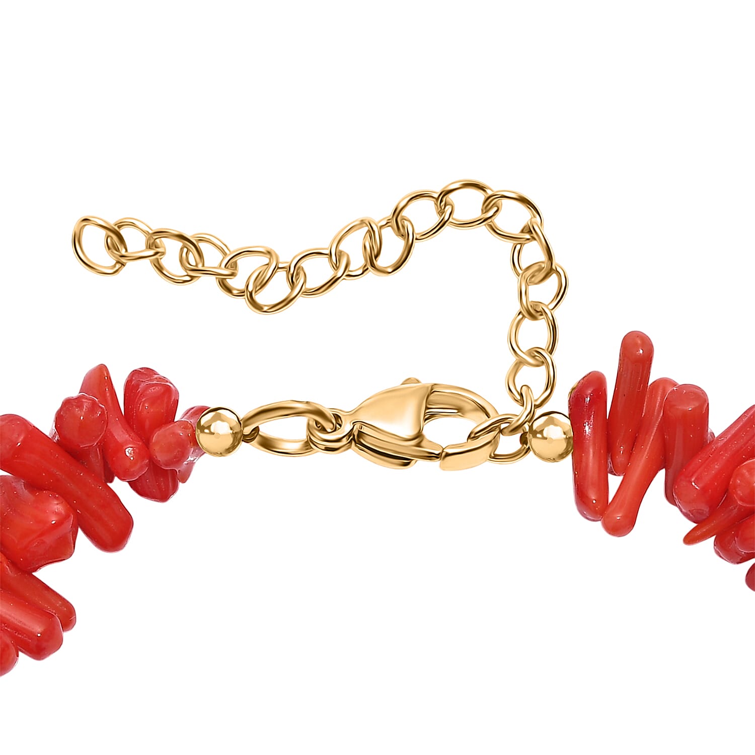 Coral & Magnesite Bracelet (Size 7.5) in Yellow Gold Plated 120.00 Ct.