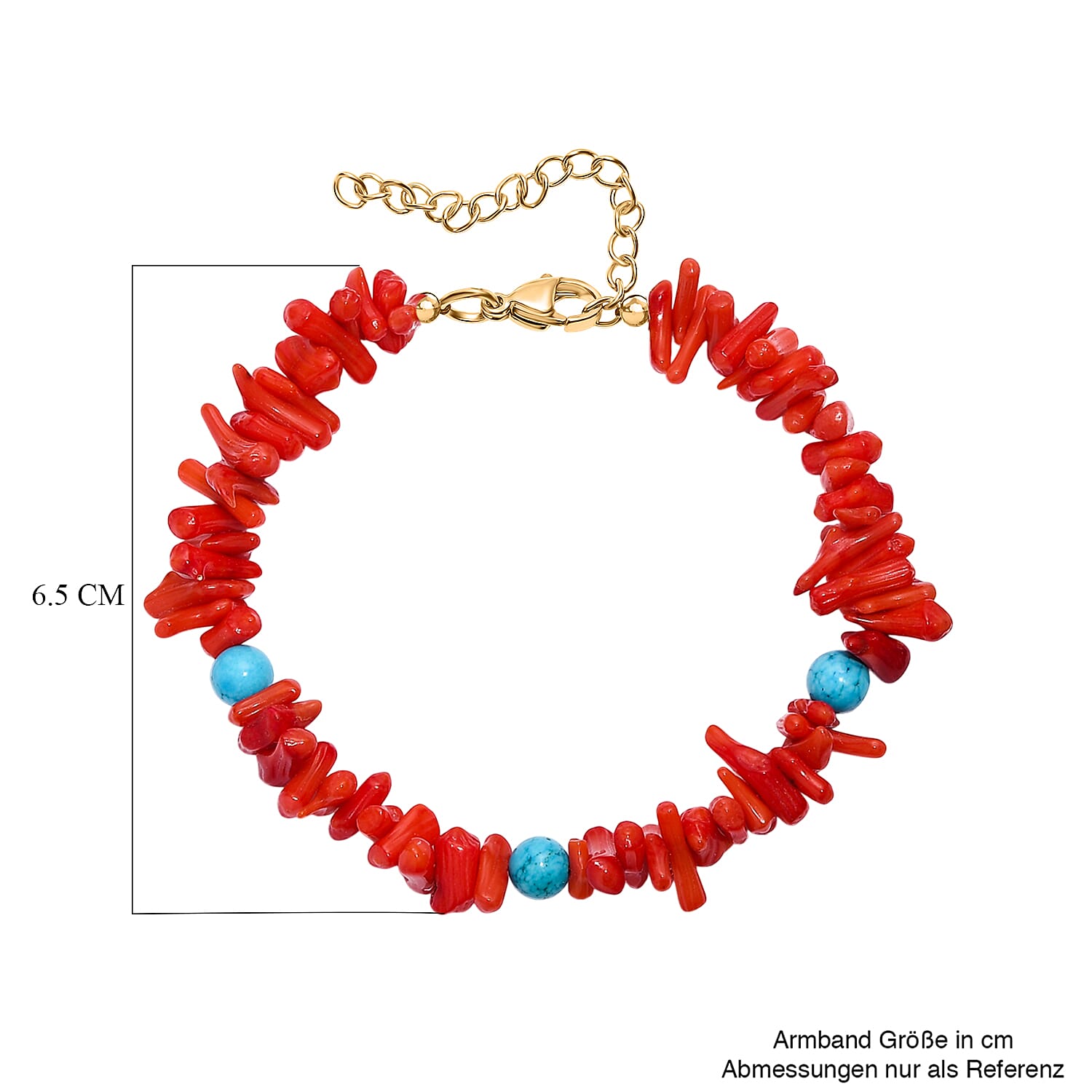 Coral & Magnesite Bracelet (Size 7.5) in Yellow Gold Plated 120.00 Ct.