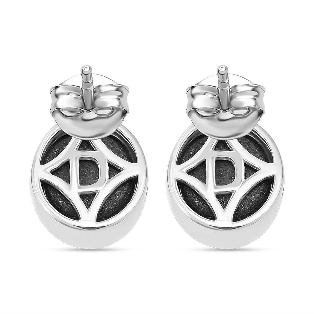 D'Joy Chantaburi  Black Star Sapphire Earring with Push Back in Rhodium Overlay Sterling Silver 5.54 Ct.