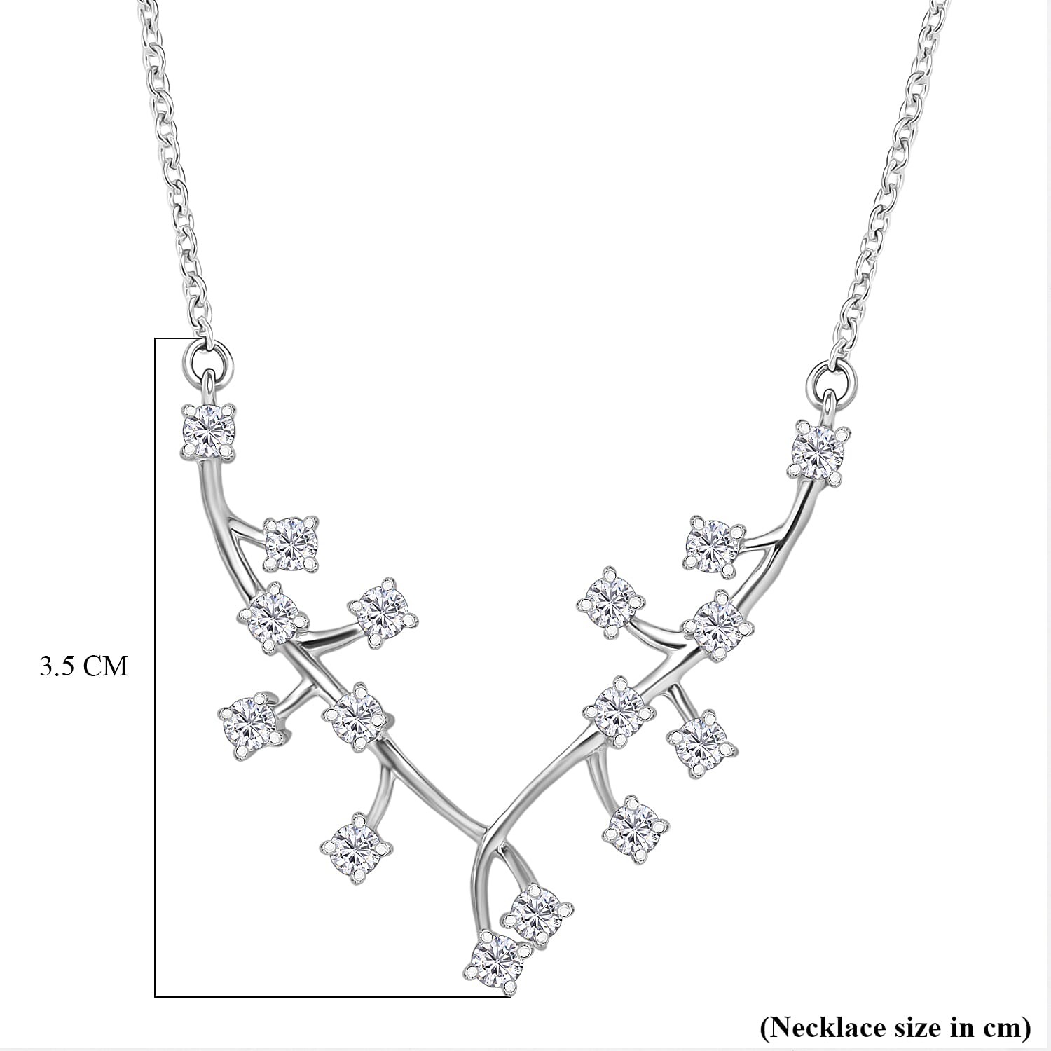 Luxuriant Lab Grown Diamond Fancy Necklace (Size - 20) in Rhodium OverlaySterling Silver  1.008  Ct.