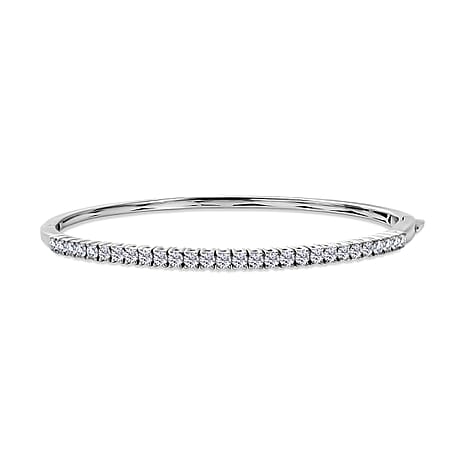 Luxuriant Lab Grown Diamond (SI-GH) Full Bangle (Size 7.5) in Rhodium Overlay Sterling Silver 2.29 Ct, Silver Wt. 12.37 Gms.