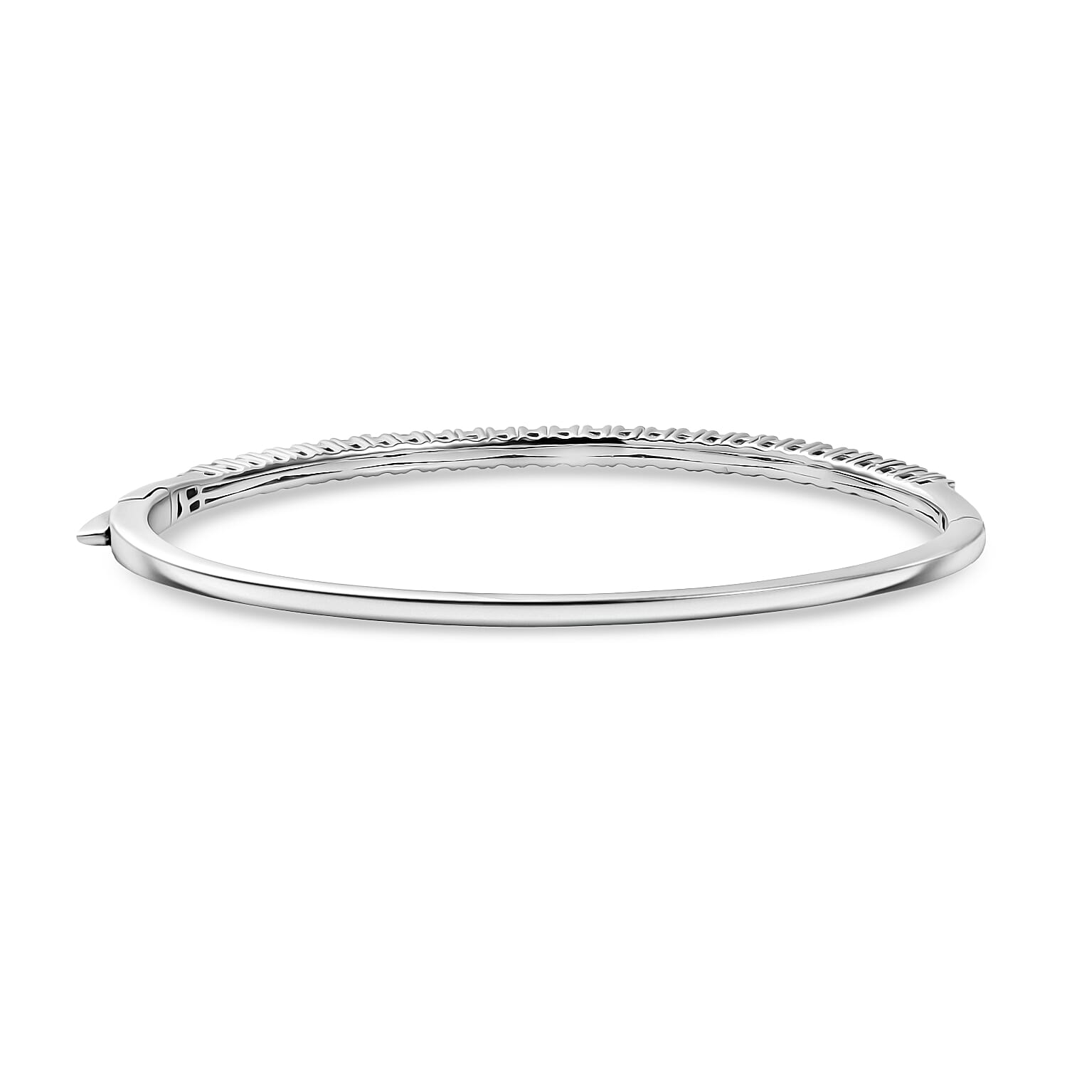 Luxuriant Lab Grown Diamond (SI-GH) Full Bangle (Size 7.5) in Rhodium Overlay Sterling Silver 2.29 Ct, Silver Wt. 12.37 Gms.