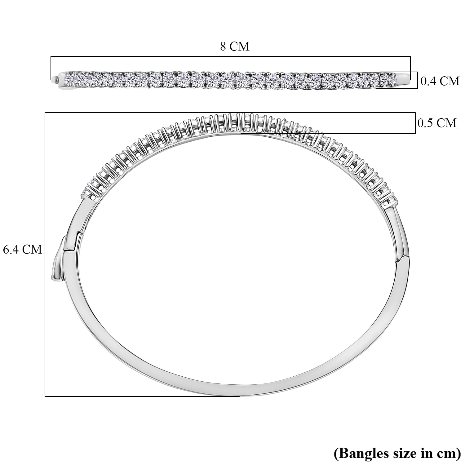 Luxuriant Lab Grown Diamond (SI-GH) Full Bangle (Size 7.5) in Rhodium Overlay Sterling Silver 2.29 Ct, Silver Wt. 12.37 Gms.