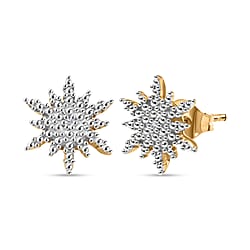LUXURIANT Lab Grown Diamond Snowflake Earring in Platinum Overlay Sterling Silver