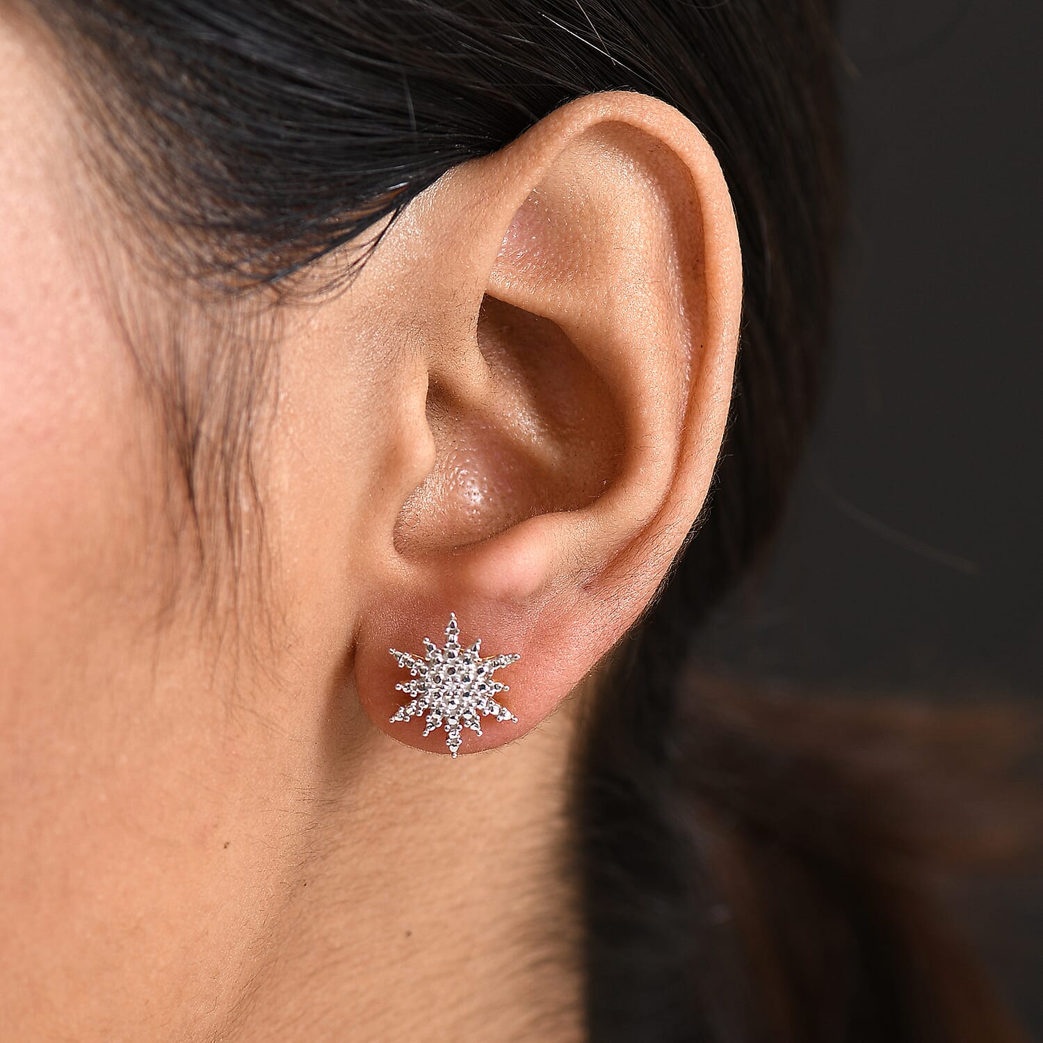 Luxuriant Lab Grown Diamond Earring in 18K YG PlatingSterling Silver  0.012  Ct.