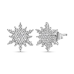 LUXURIANT Lab Grown Diamond Snowflake Earring in Platinum Overlay Sterling Silver