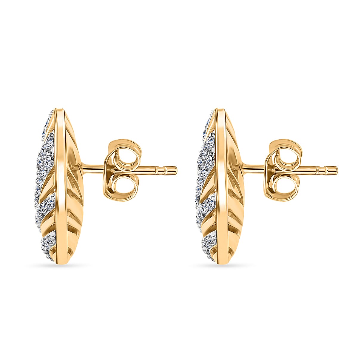 Luxuriant Lab Grown Diamond Main Stone With Side Stone Earring in 18K YG VermeilSterling Silver  0.988  Ct.