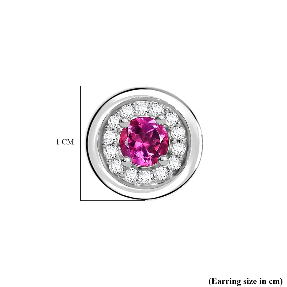 D'Joy Lab Grown Bixbite & Moissanite Stud Push Post Earring in Rhodium Overlay Sterling Silver