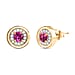 D'Joy Lab Grown Bixbite & Moissanite Stud Push Post Earring in 18K Vermeil Yellow Gold Plated Sterling Silver