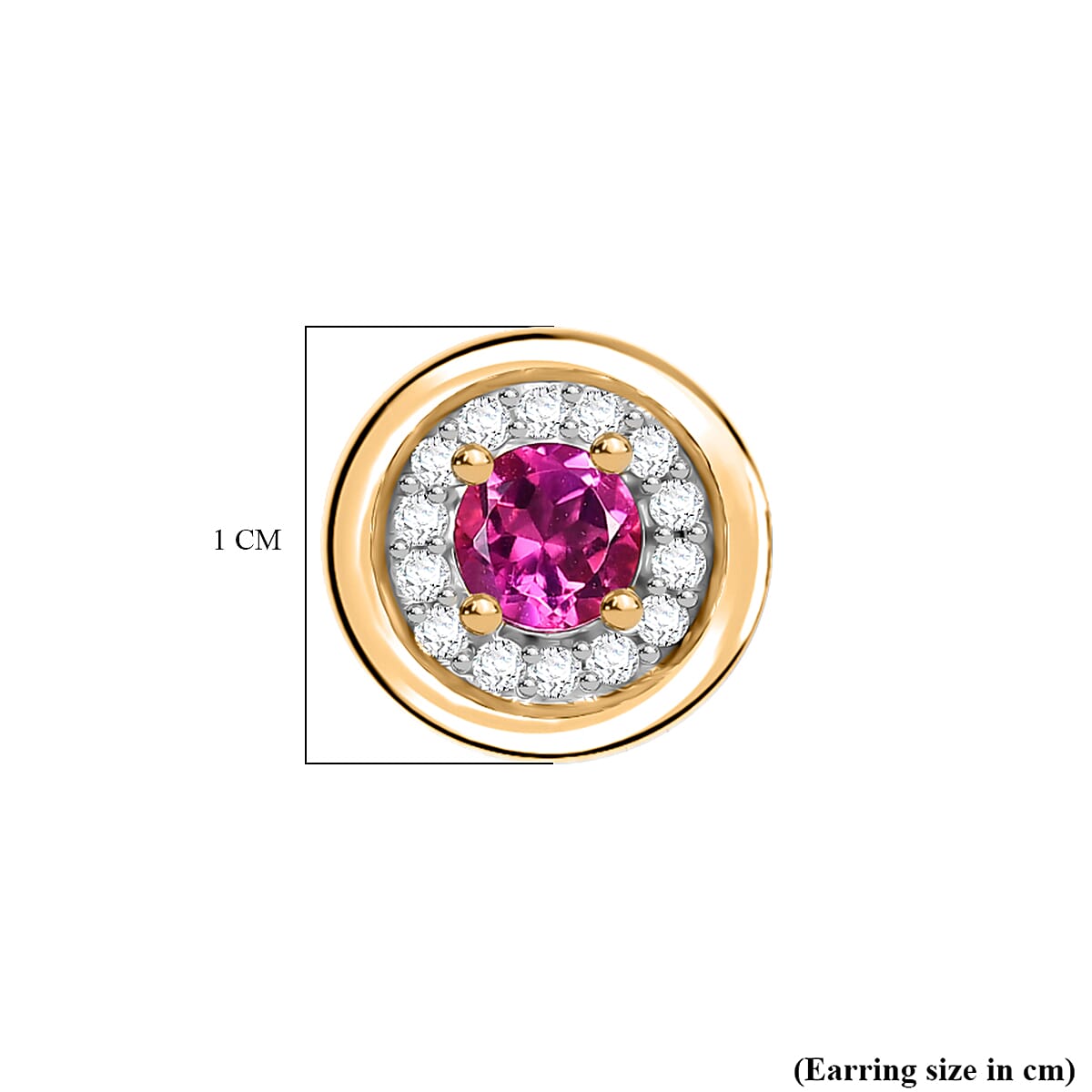 D'Joy Lab Grown Bixbite & Moissanite Stud Push Post Earring in 18K Vermeil Yellow Gold Plated Sterling Silver
