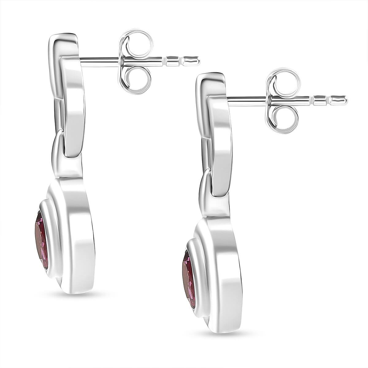 Luxuriant Lab Grown Bixbite Dangling Earring with Push Back in Platinum Overlay Sterling Silver