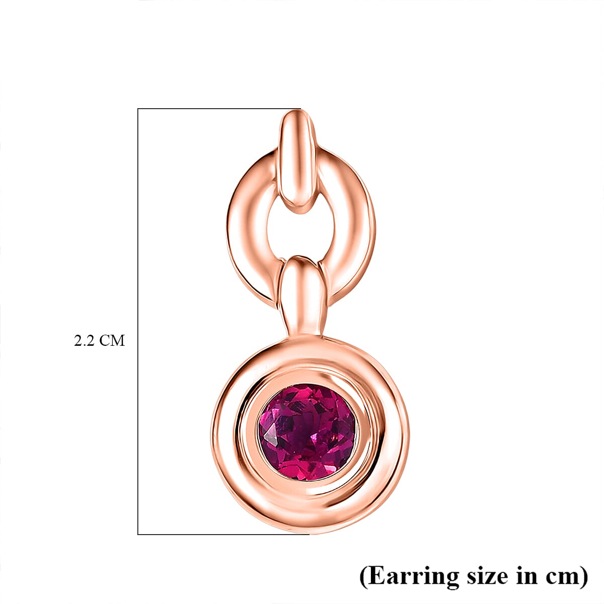 Luxuriant Lab Grown Bixbite Dangling Earring with Push Back in 14K Rose Gold Plated Sterling Silver