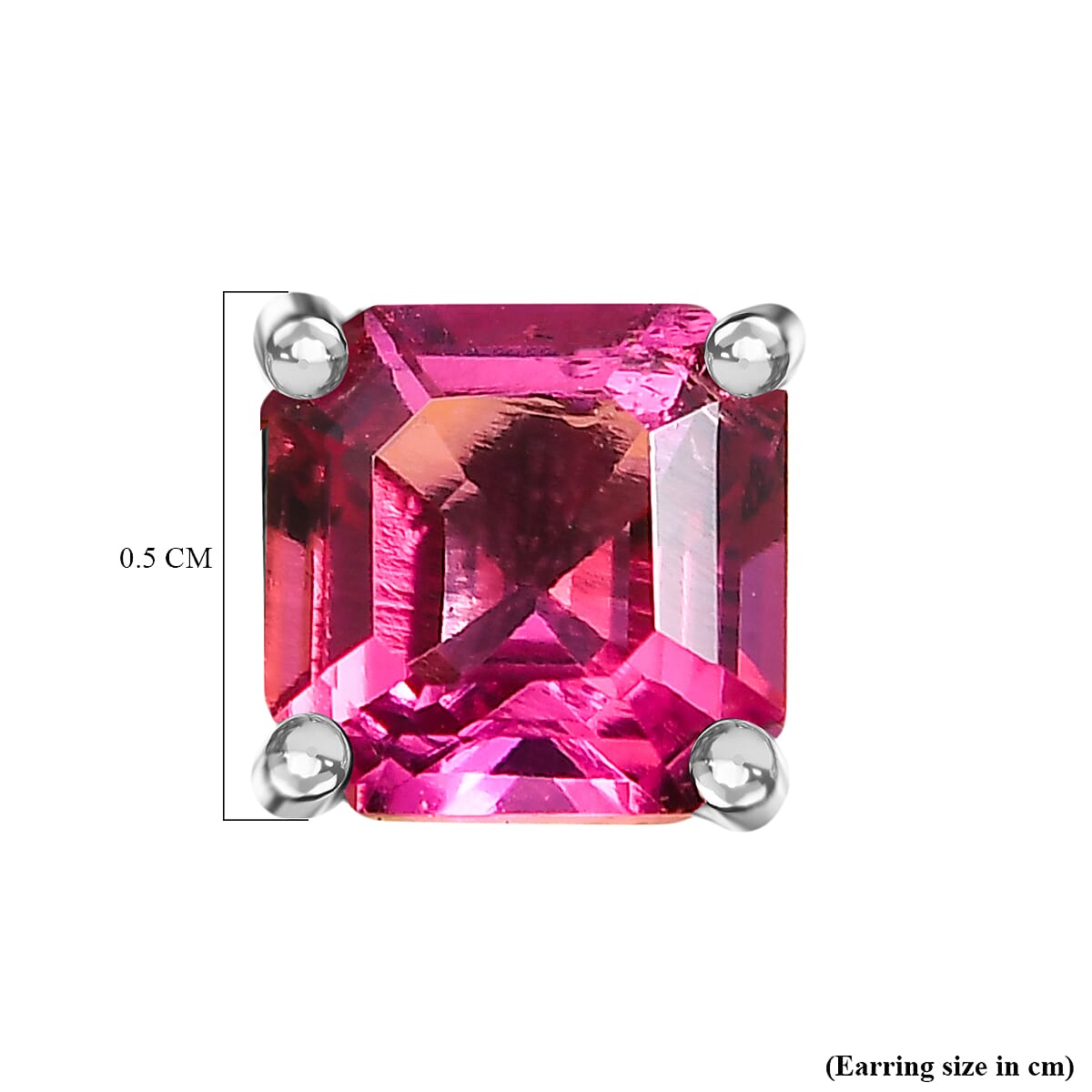 Luxuriant Lab Grown Bixbite Solitaire Stud Push Post Earring in Platinum Overlay Sterling Silver 1.20 Ct.