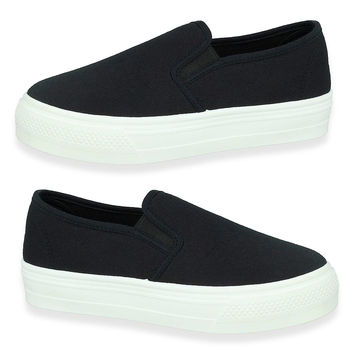 Spot On Collection Canvas Slip-On Shoes With Platform Sole