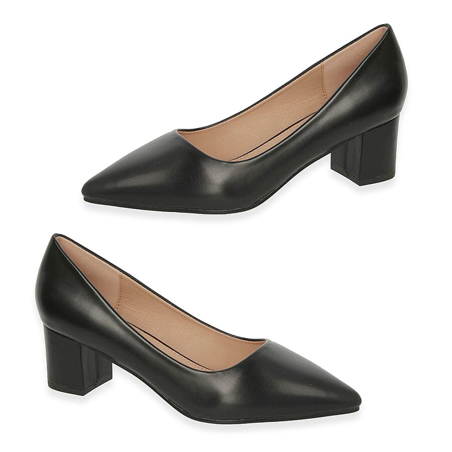 Down To Earth Ladies Block Heel Mid Height Court Shoe