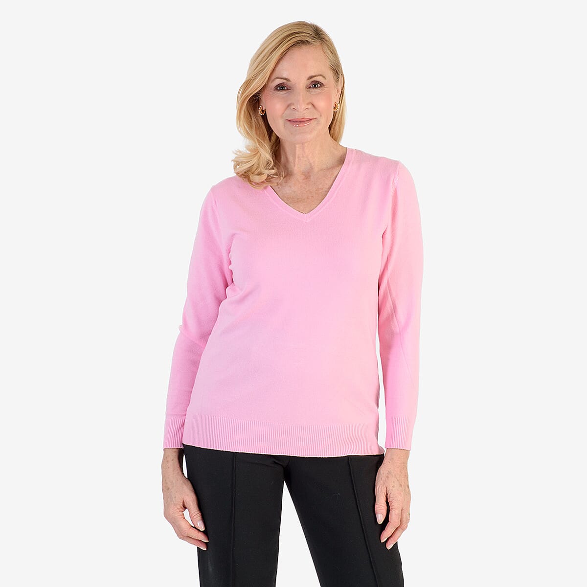Pure & Natural V-Neck Jumper (Size 10) - Light Pink