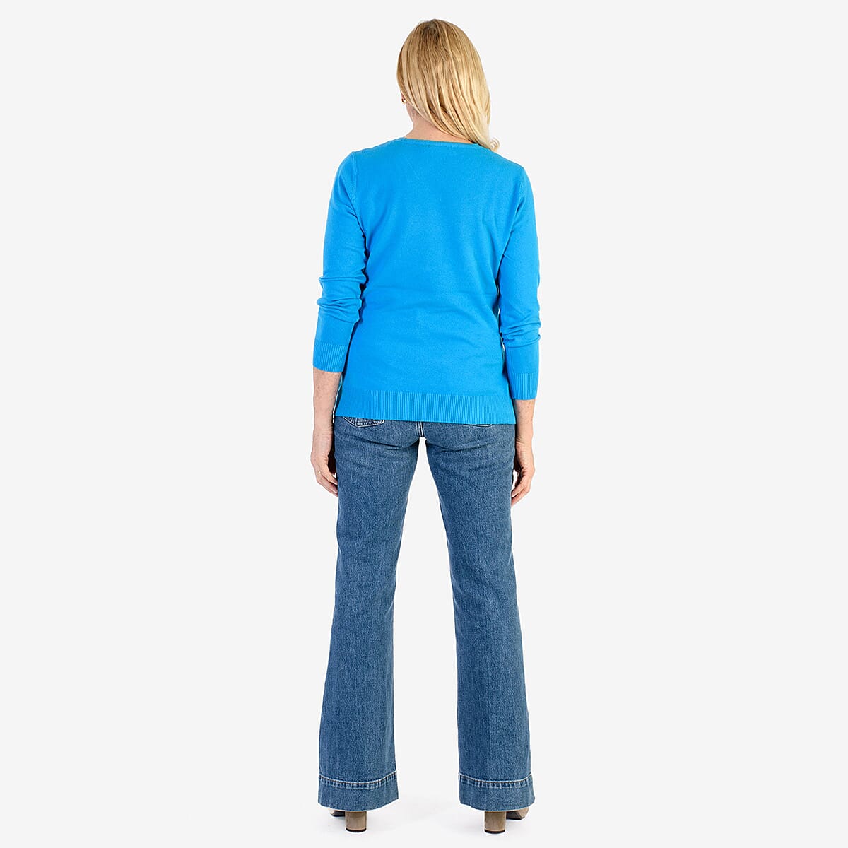 Pure & Natural V-Neck Jumper (Size 16) - Turquoise