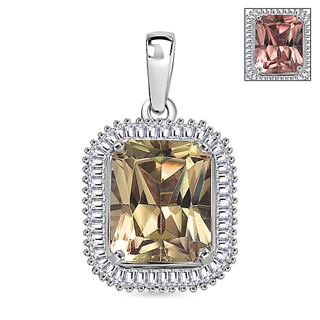 Rhapsody 950 Platinum AAAA Radiant Cut  Natural Turkizite and Natural Diamond (VS-EF) Pendant 5.45 Ct.