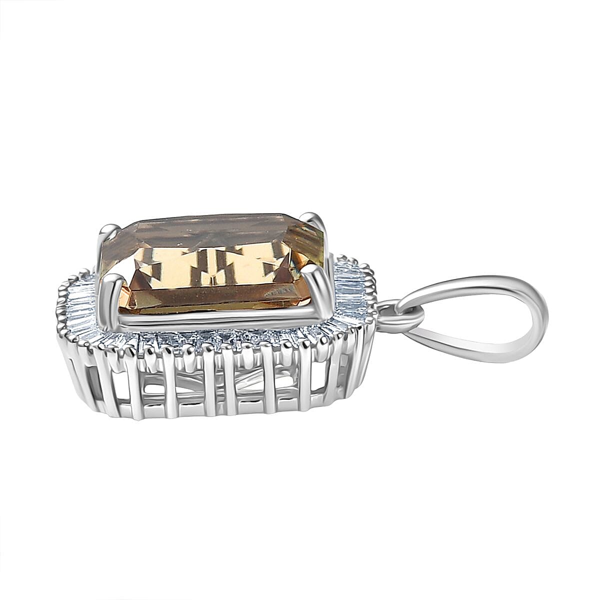 Rhapsody 950 Platinum AAAA Radiant Cut  Natural Turkizite and Natural Diamond (VS-EF) Pendant 5.45 Ct.