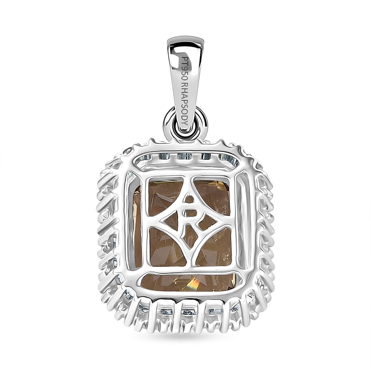 Rhapsody 950 Platinum AAAA Radiant Cut  Natural Turkizite and Natural Diamond (VS-EF) Pendant 5.45 Ct.