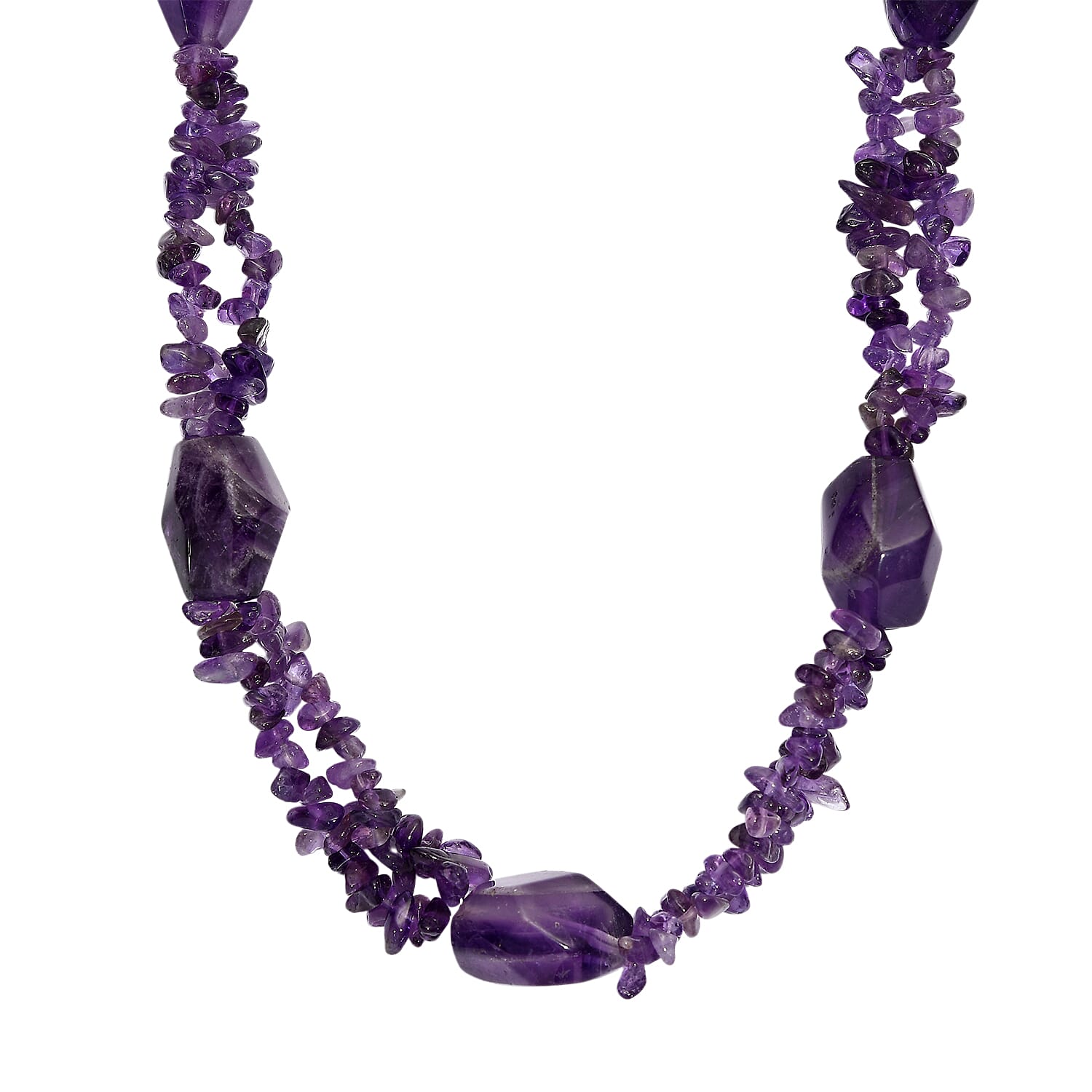 African Amethyst Necklace (Size - 20 - 1 Ext) in Platinum Overlay 330.00 Ct.