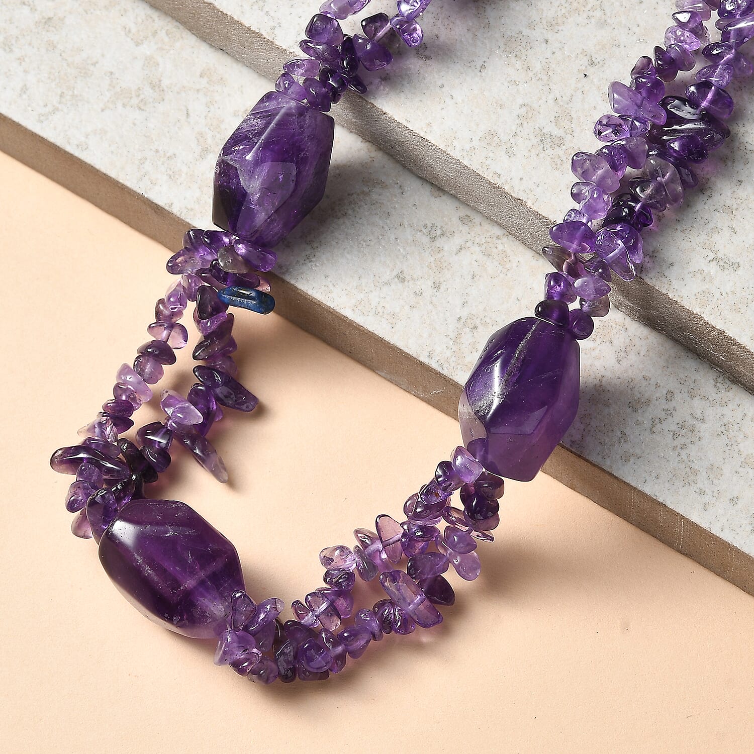 African Amethyst Necklace (Size - 20 - 1 Ext) in Platinum Overlay 330.00 Ct.