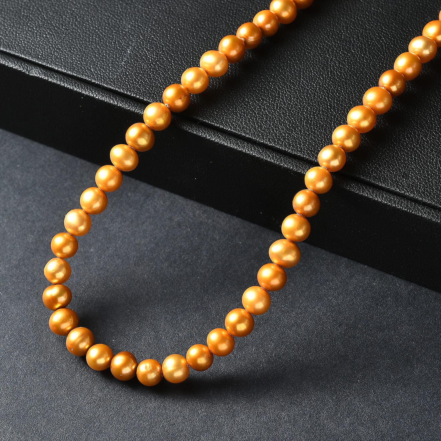 Golden Dyed Pearl Stone Necklace (Size 32) 210.00 Ct.