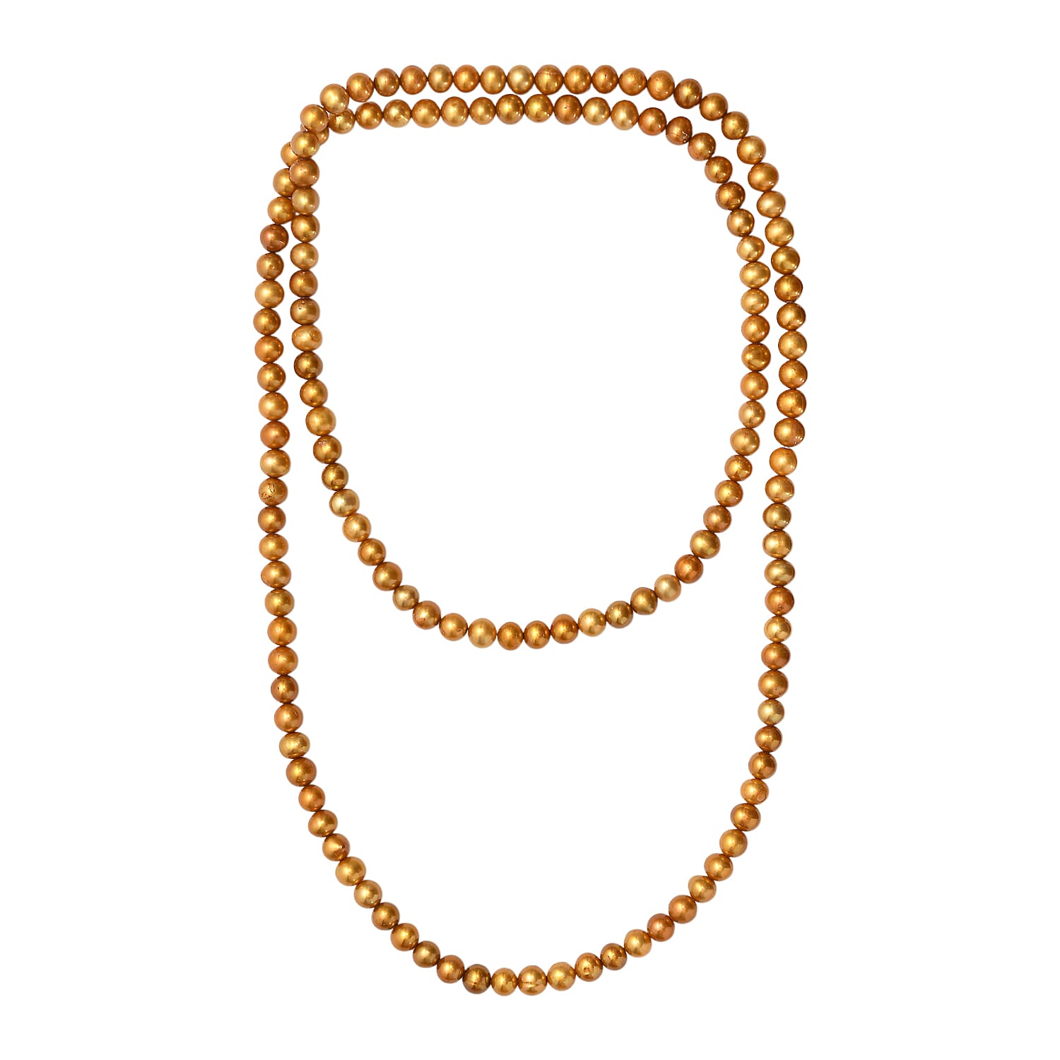 Golden Dyed Pearl Stone Necklace (Size 32) 210.00 Ct.