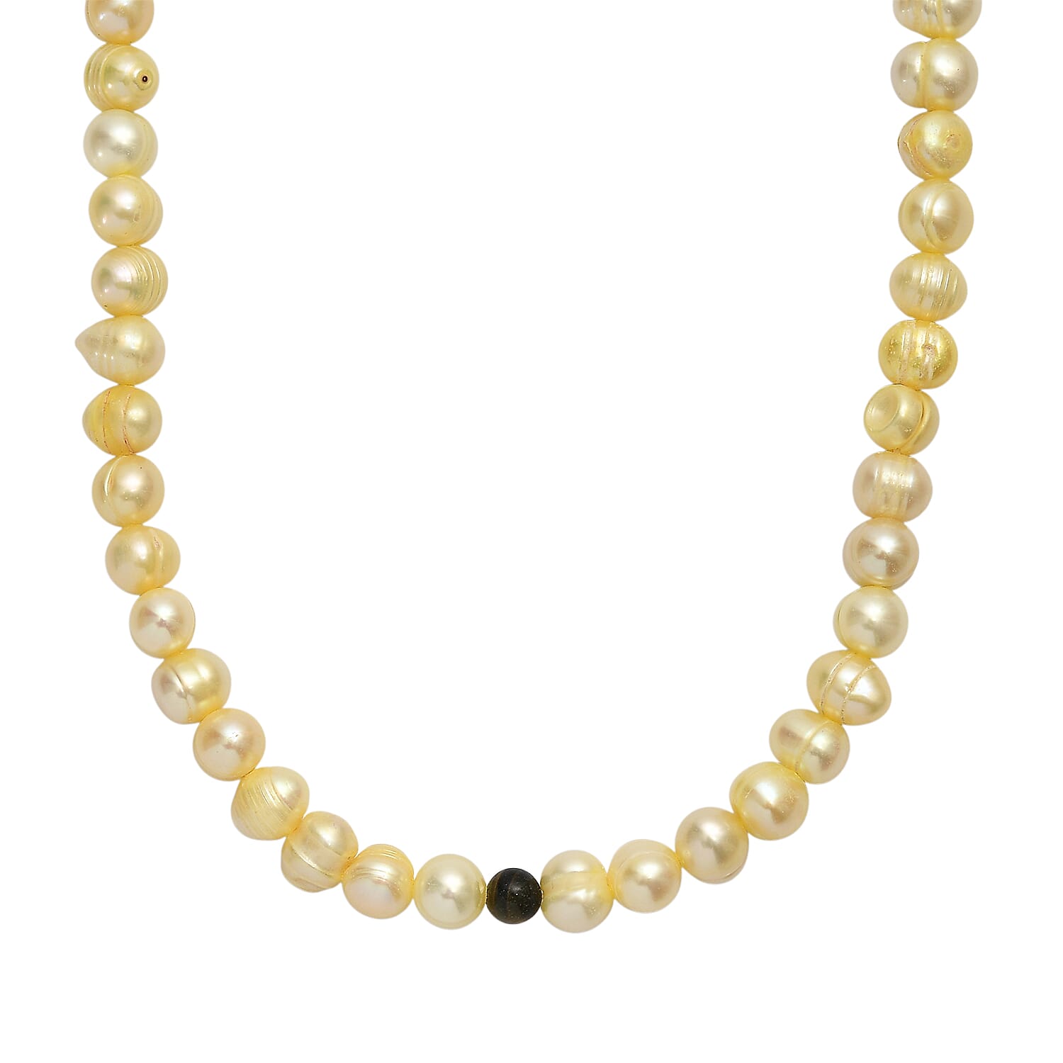 Golden Dyed Pearl & Tigers Eye Stone Necklace (Size 36) 220.00 Ct.