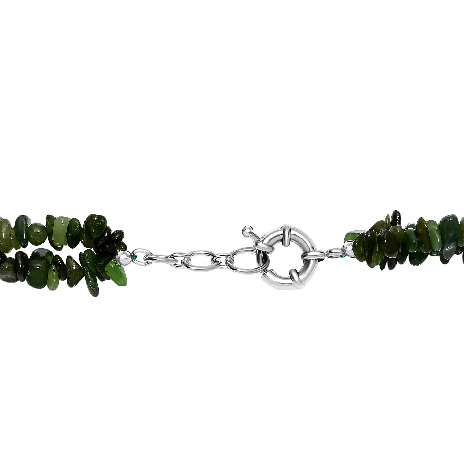Nephrite & Chalcedony Necklace (Size - 20 - 1 Ext) in Platinum Overlay 525.00 Ct.