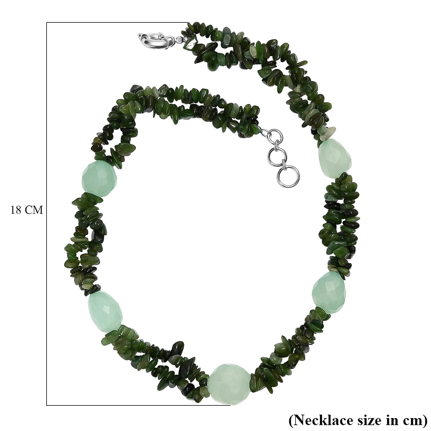 Nephrite & Chalcedony Necklace (Size - 20 - 1 Ext) in Platinum Overlay 525.00 Ct.