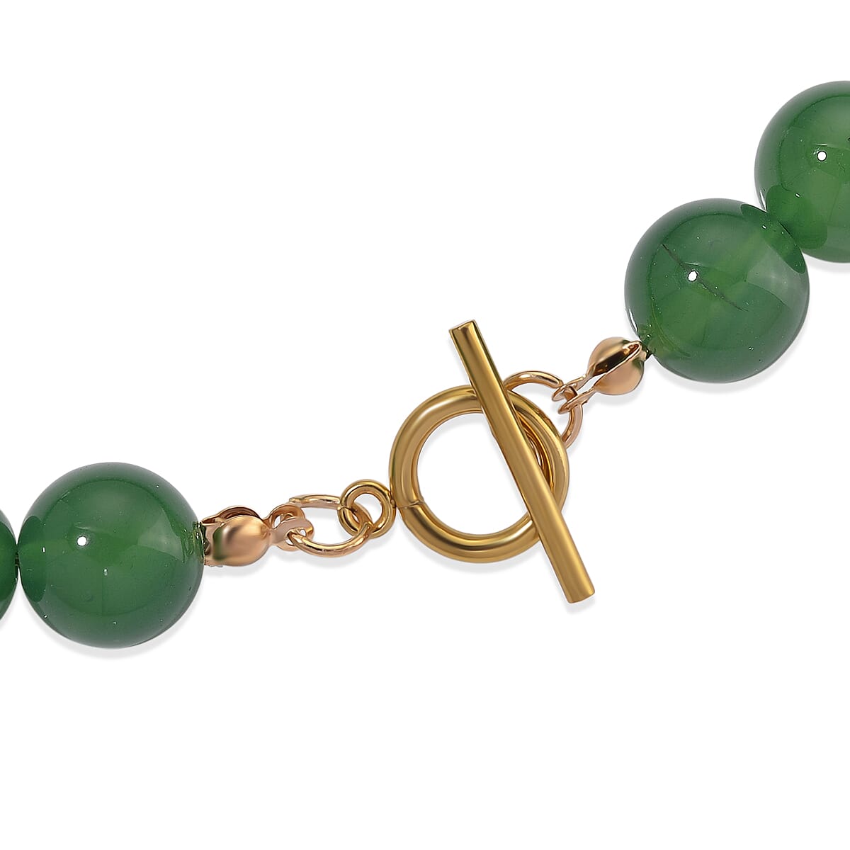 Green Onyx, White Cubic Zirconia & White Shell Pearl Beads Necklace (Size - 20) with T-Bar Clasp 425.00 Ct.
