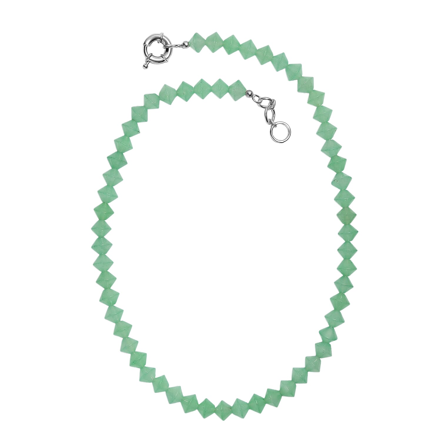 EverTrue Green Aventurine Necklace (Size 20 - 1 Ext) with Senorita Clasp in Platinum & Yellow Gold Tone 220.00 Ct.