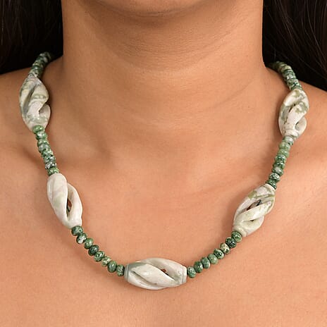 Sesame Jasper & Green  Agate Necklace (Size 20 - 1 Ext)