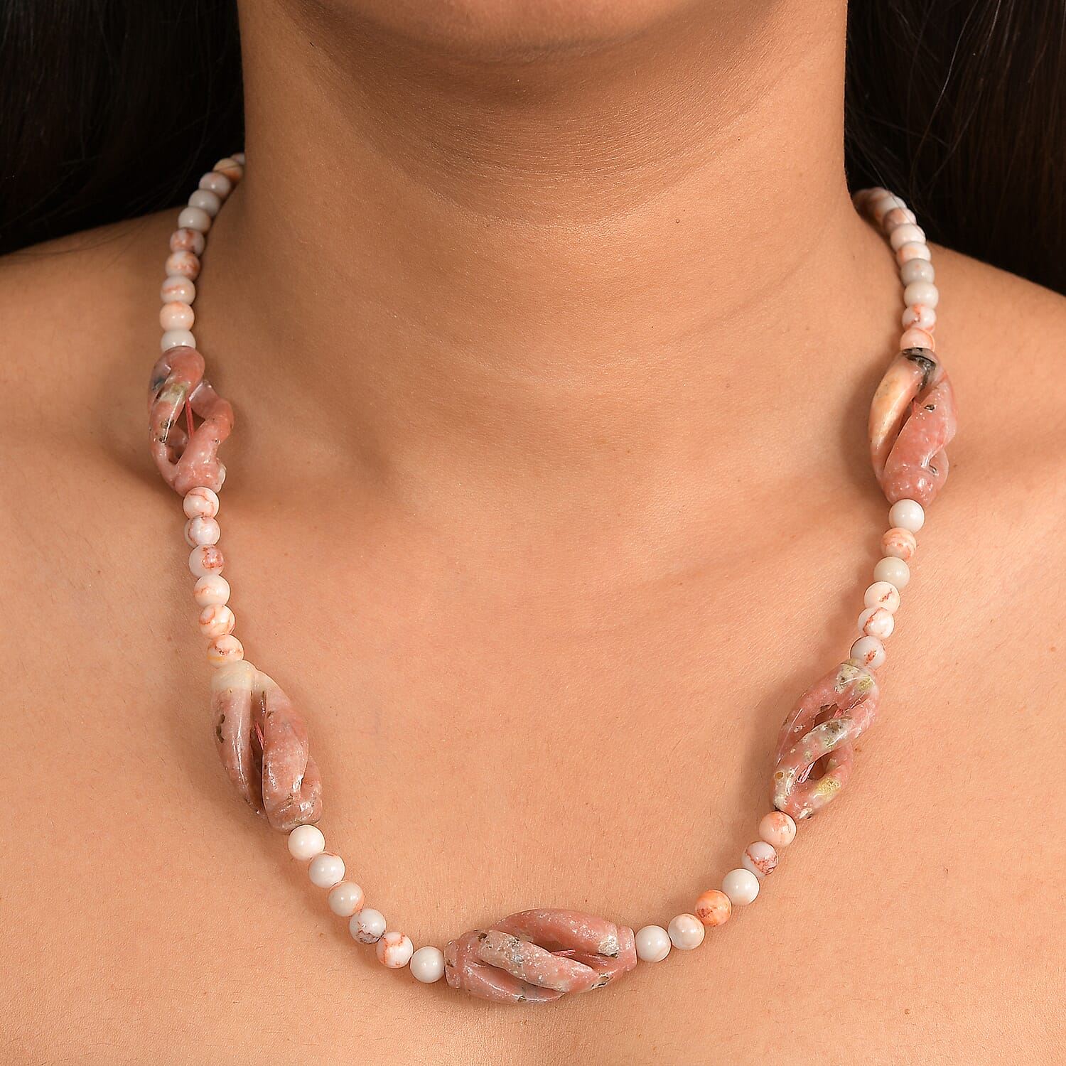 Spice Jasper, Pink Jasper Necklace (Size - 20) in  270.000  Ct.
