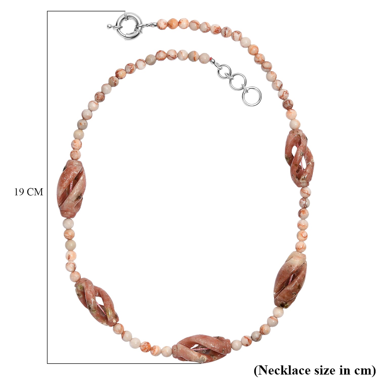 Spice Jasper, Pink Jasper Necklace (Size - 20) in  270.000  Ct.