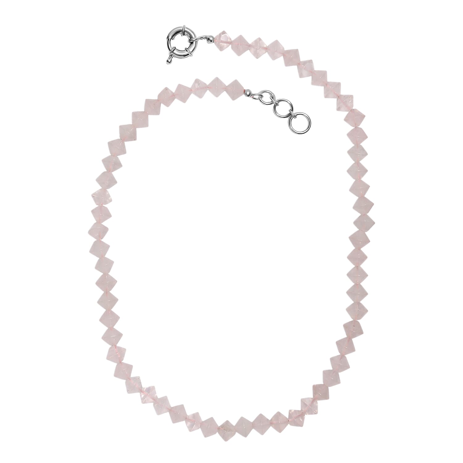 EverTrue Rose Quartz Necklace (Size 20 - 1 Ext) with Lobster Clasp in Platinum & Yellow Gold Tone 220.00 Ct.