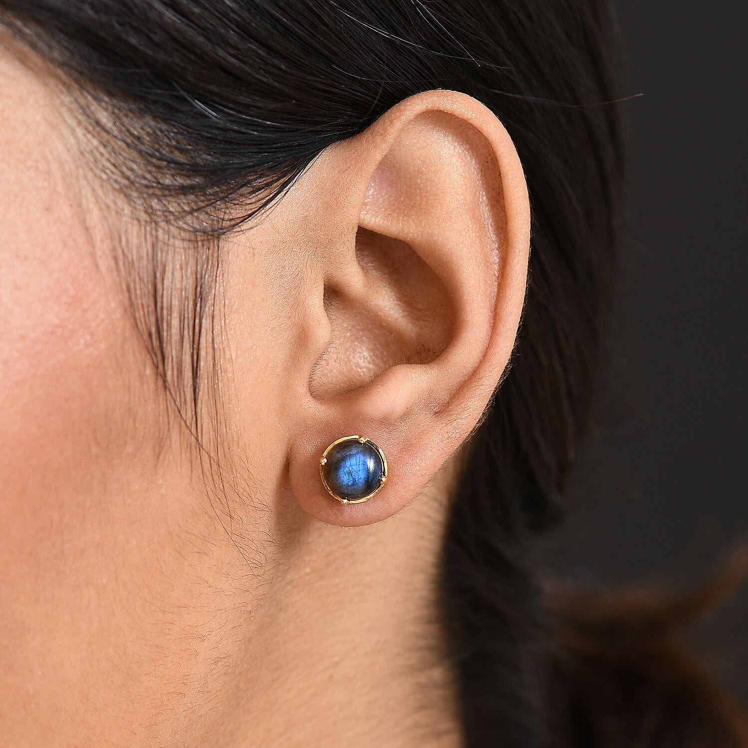 D'Joy Labradorite Earring in Yellow Gold Plated Sterling Silver 4.31 Ct.