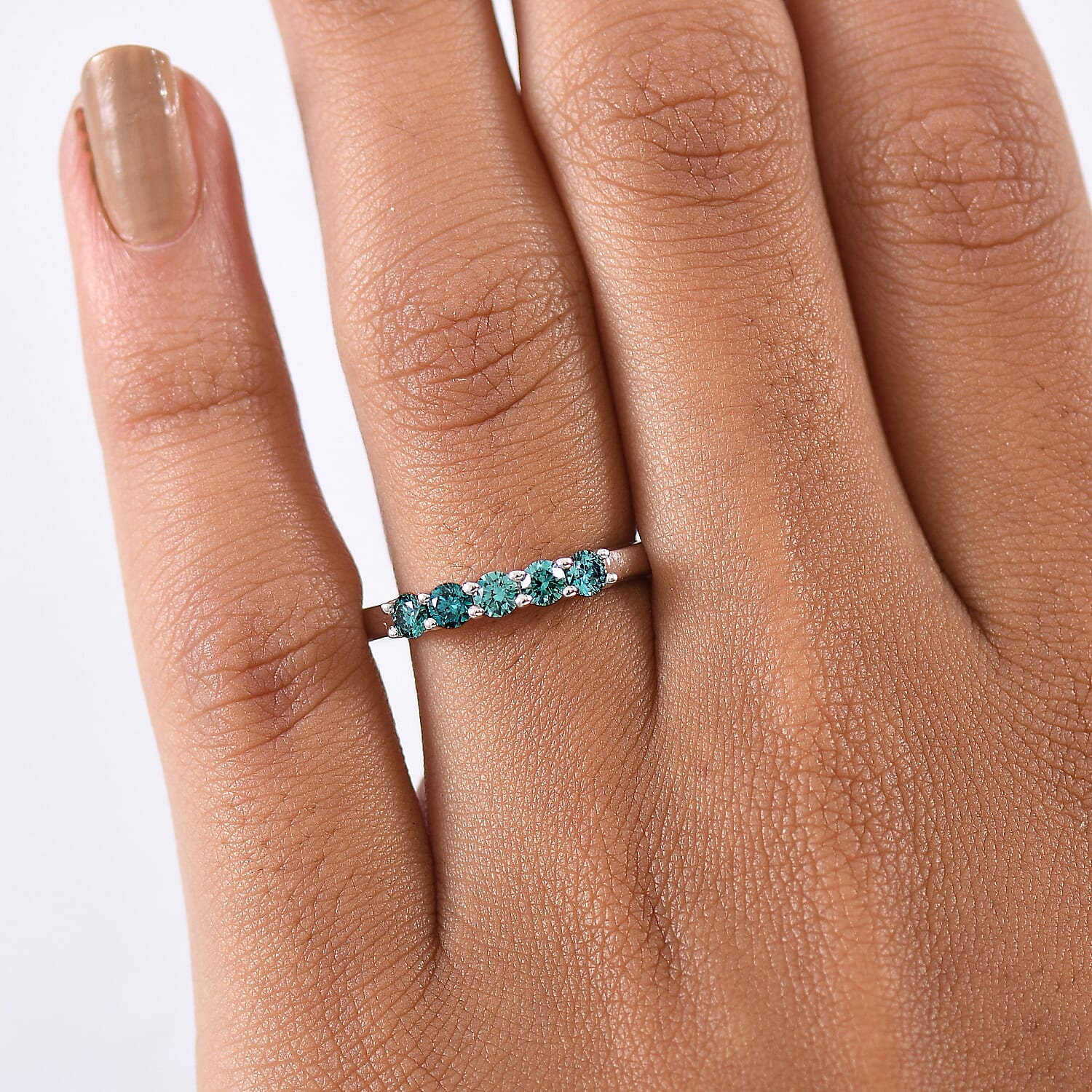 Luxuriant Lab Grown Blue Diamond (VS-EF) Ring in Rhodium Overlay Sterling Silver 0.50 Ct.