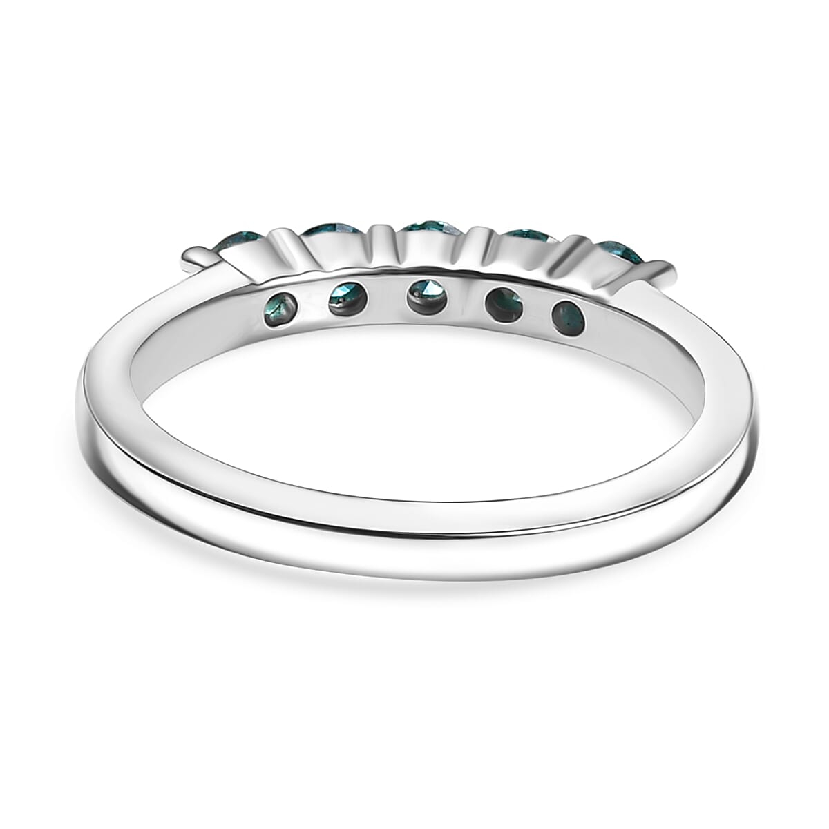 Luxuriant Lab Grown Blue Diamond (VS-EF) Ring in Rhodium Overlay Sterling Silver 0.50 Ct.