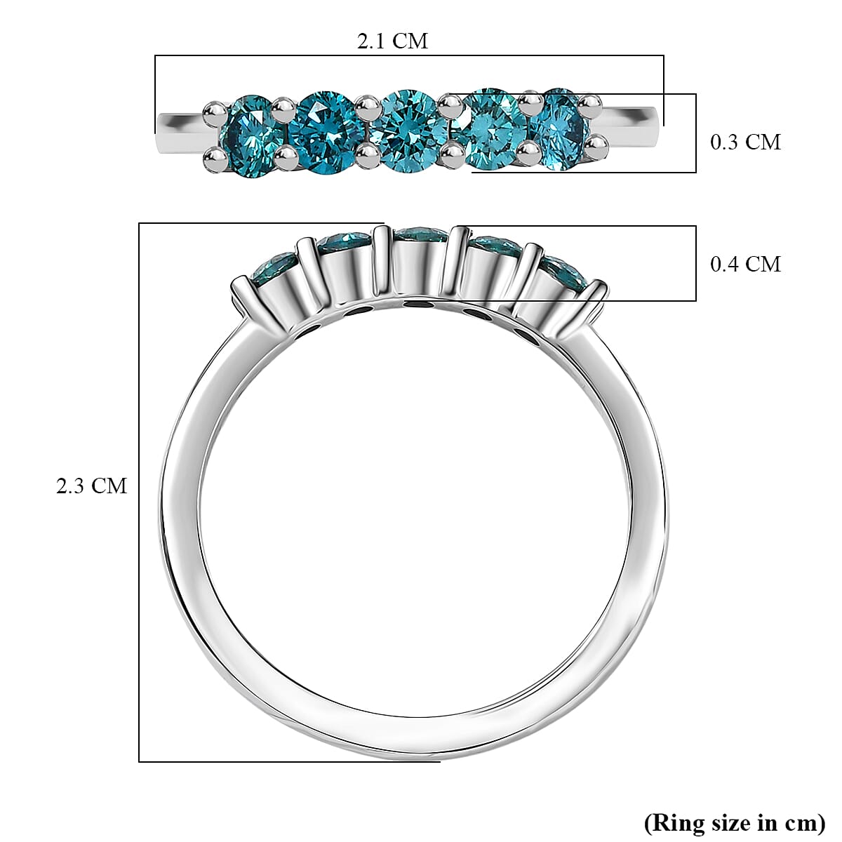 Luxuriant Lab Grown Blue Diamond (VS-EF) Ring in Rhodium Overlay Sterling Silver 0.50 Ct.