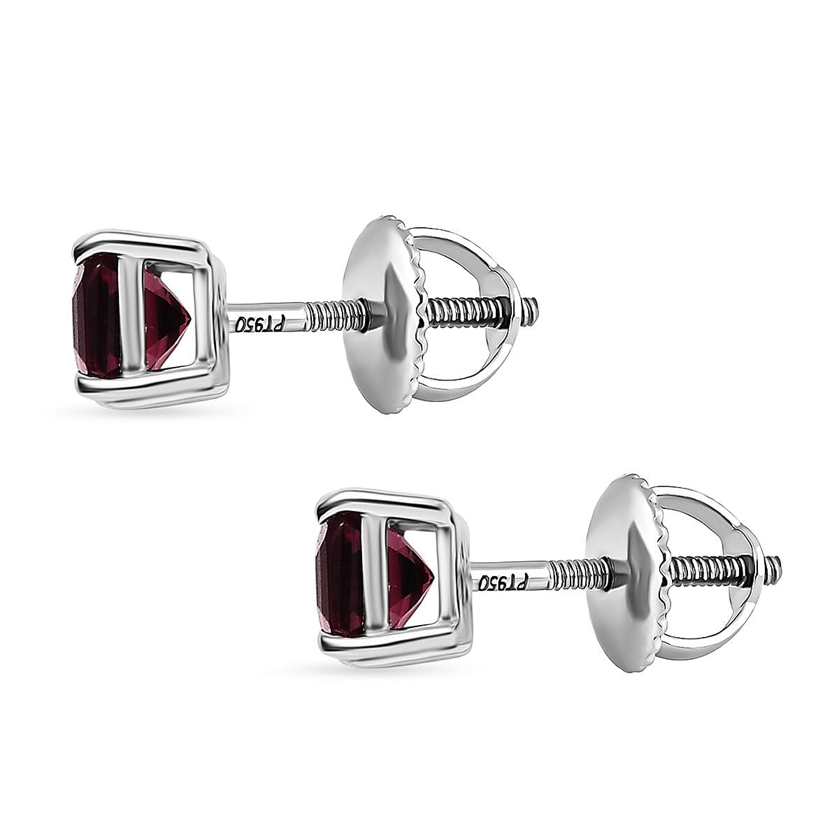 950 Platinum AAAA Rubellite Solitaire Stud Earring with Screw Back 1.39 Ct.