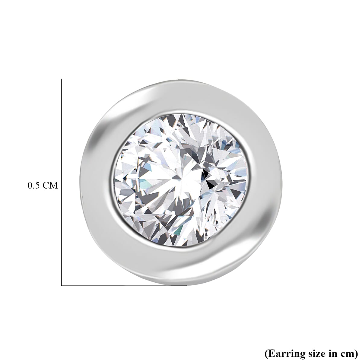 Luxuriant Lab Grown Diamond (SI-GH) Solitaire Stud Earring with Screw Back in Rhodium Overlay Sterling Silver 0.49 Ct.
